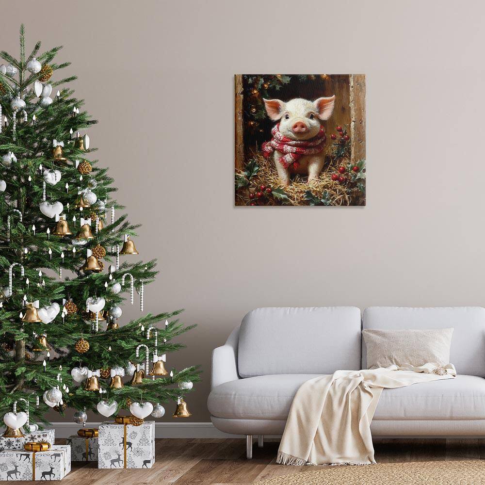Pig with Holiday Garlands by Riley B Unframed Animal Graphic Art Print 30 in. x 30 in. price history on PriceWatchPro