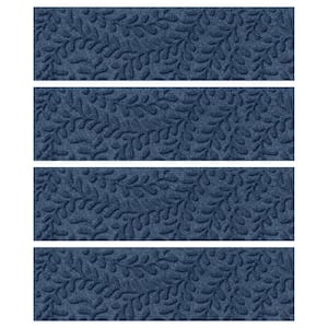 Waterhog Boxwood 8.5 in. x 30 in. PET Polyester Indoor Outdoor Stair Tread Cover (Set of 4) Navy