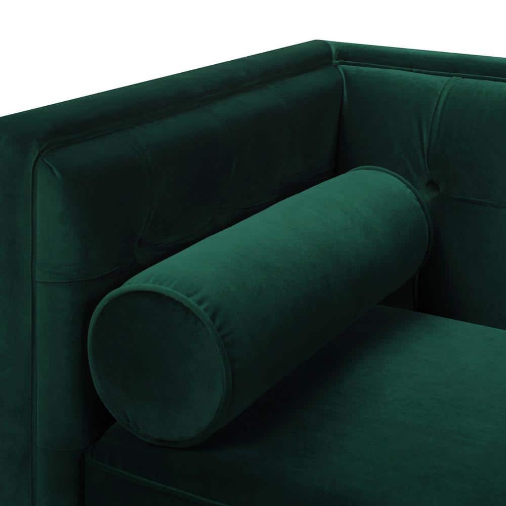 Evergreen Velvet Chesterfield Sofa with Tufted Detail and Wood Frame