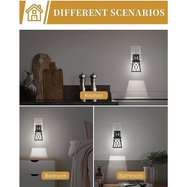 4 Pcs Square Dimmable LED Night Light Plug In White Smart Dusk Dawn Sensor 