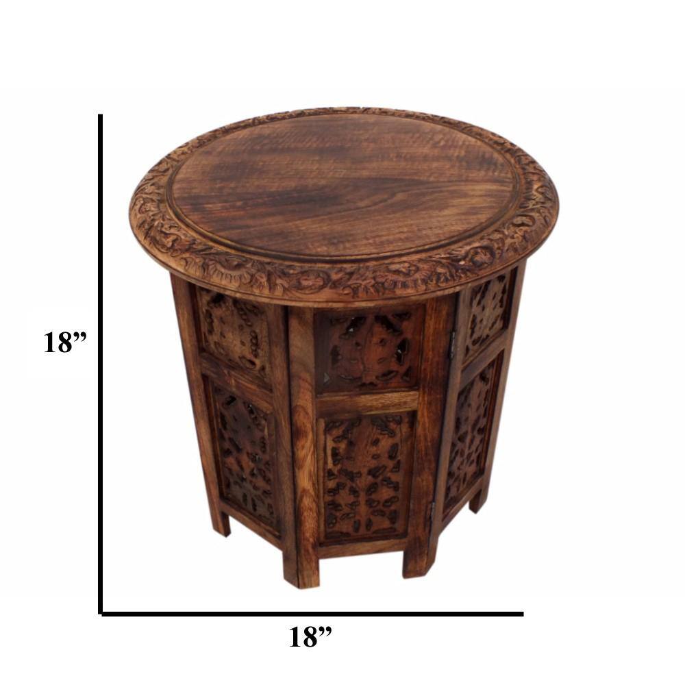 Elegant Dark Chocolate Mango Wood 18" Folding Accent Coffee Table