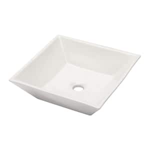 16 in. White Porcelain Ceramic Rectangular Modern Above Counter Bathroom Vessel Vanity Sink Art Basin