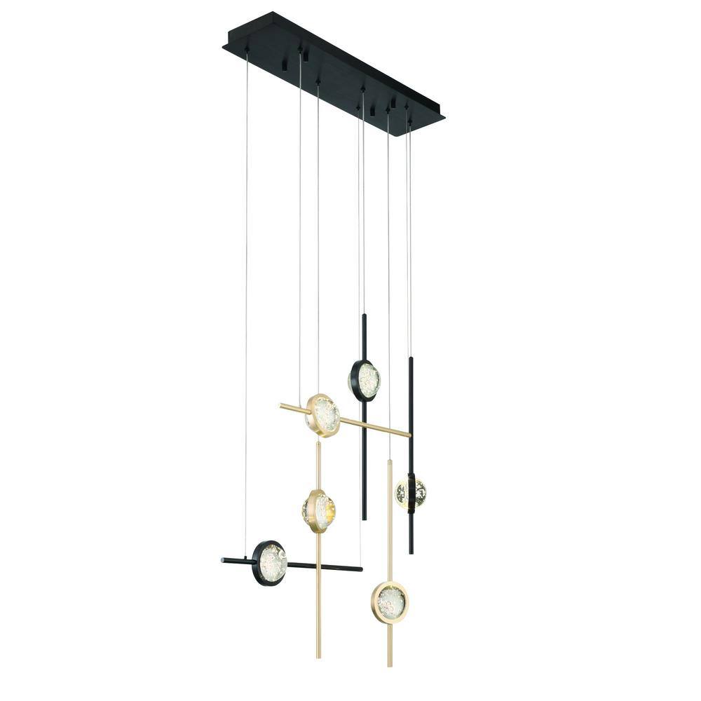 Barletta Gold and Black 6-Light LED Chandelier with Clear Glass Shades