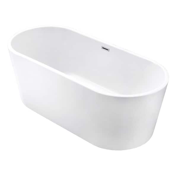Kingston Brass Aqua Eden 67 in. x 32 in. Acrylic Freestanding Soaking Bathtub in Glossy White with Built-In Overflow Drain