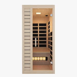Home Sauna Room 1-Person Indoor Hemlock Wooden Infrared Sauna Spa with Bluetooth Digital Control Panel