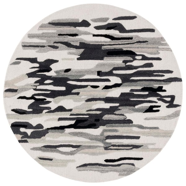SAFAVIEH Rodeo Drive Ivory/Black 6 ft. x 6 ft. Abstract Round Area Rug