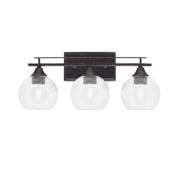 Unbranded Ontario 20.75 in. 3-Light Vanity Light Dark Granite 5 in. Clear Bubble Glass Shade