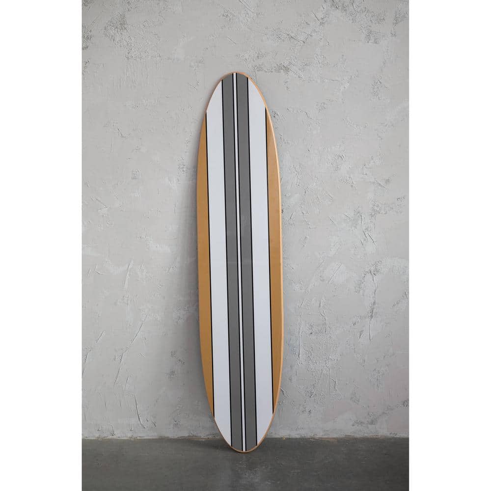 Multicolor Striped Wood Surfboard Wall Art, 65.6 Inches