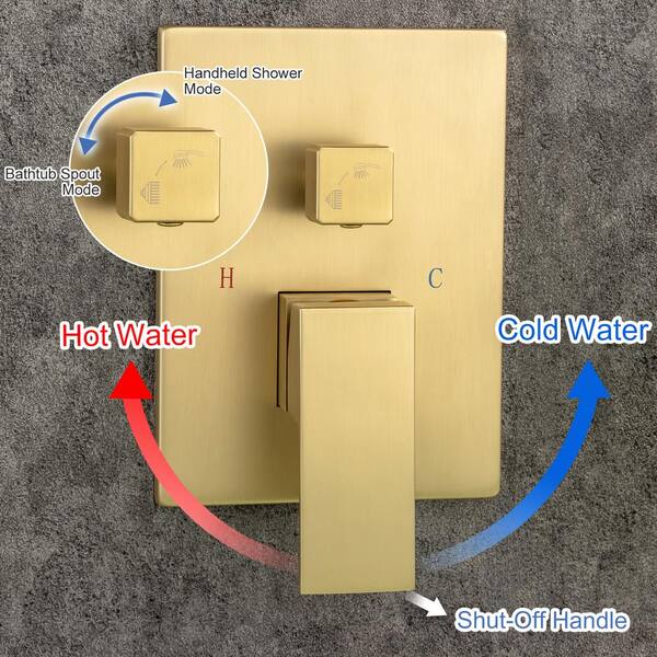 RAINLEX Square Single-Handle Wall Mount Roman Tub Faucet with
