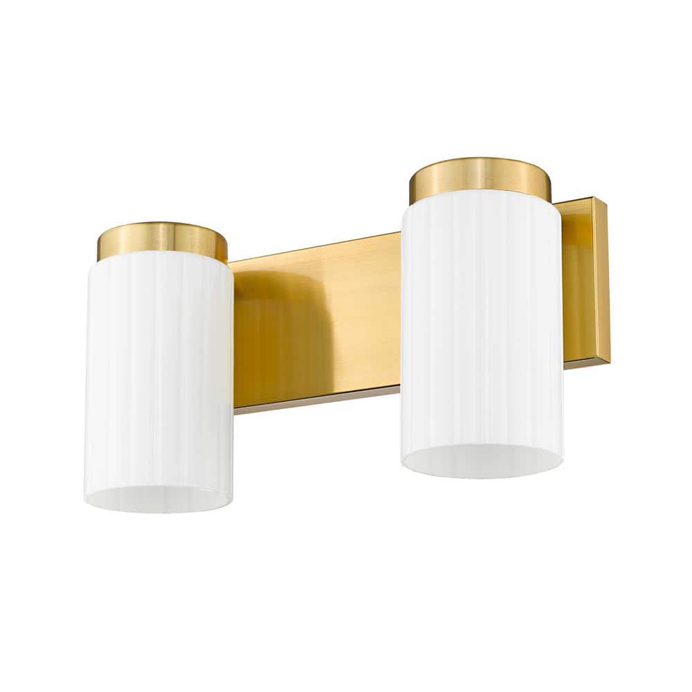 Luxe Gold Opal Glass 2-Light Modern Vanity Fixture