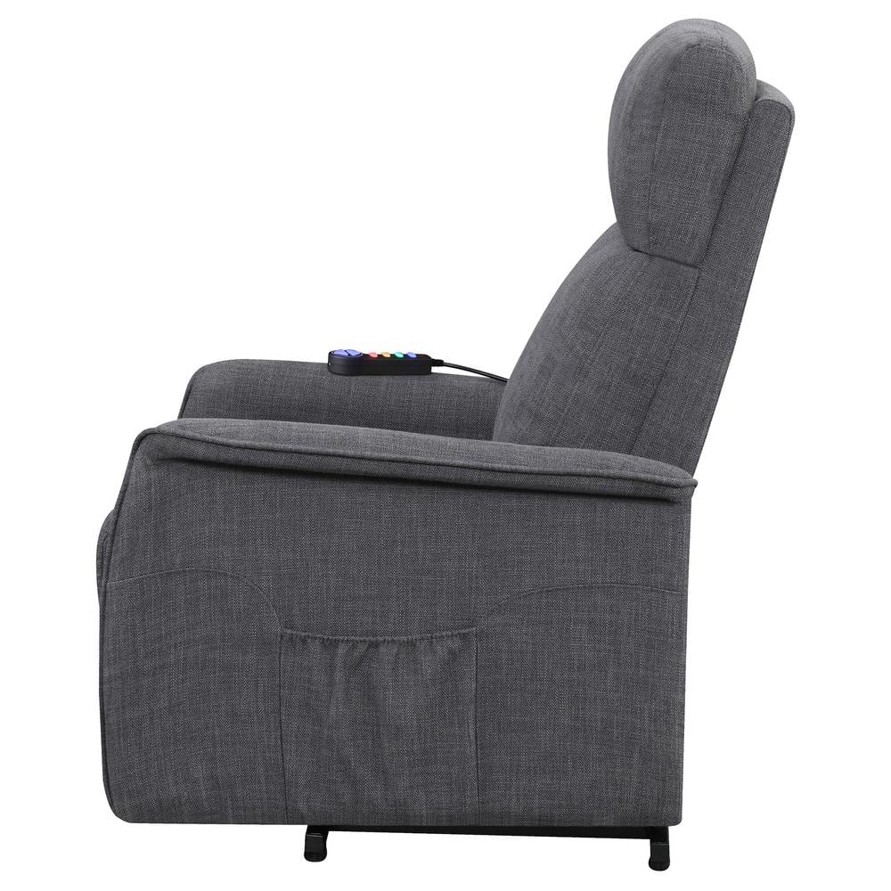 Gray Microfiber Power Lift Recliner with Massage Function