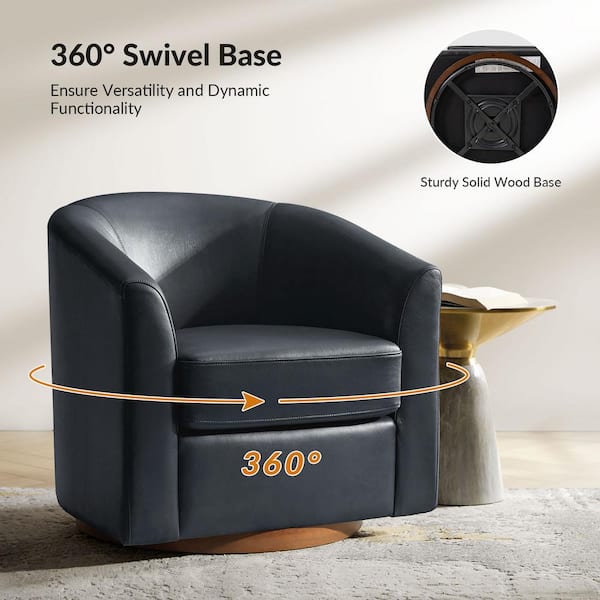 【kawais】 leather chair seat<garbon>_navy JAYDEN CREATION Teeny Navy Modern Genuine Leather Swivel Barrel