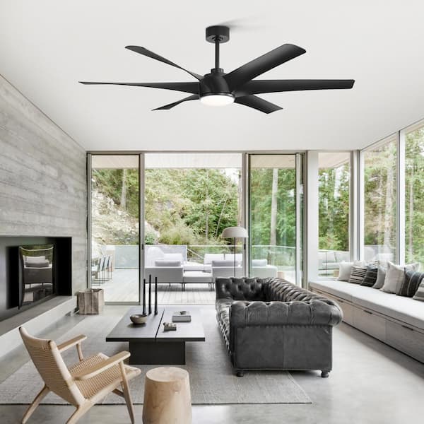 Hector II 65 in. Integrated LED Indoor Black Ceiling Fan with Light and Remote Control Included