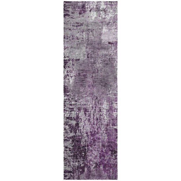 Dream Shag Premium Machine Washable Abstract ADS718 Eggplant 2 ft. x 7 ft. Runner Rug