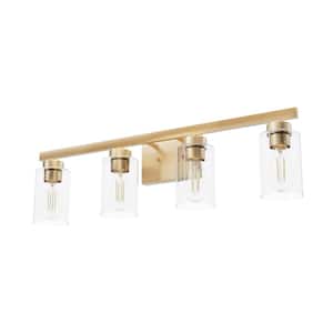 Hartland 30.75 in. 4-Light Alturas Gold Vanity Light with Clear Seeded Glass Shades