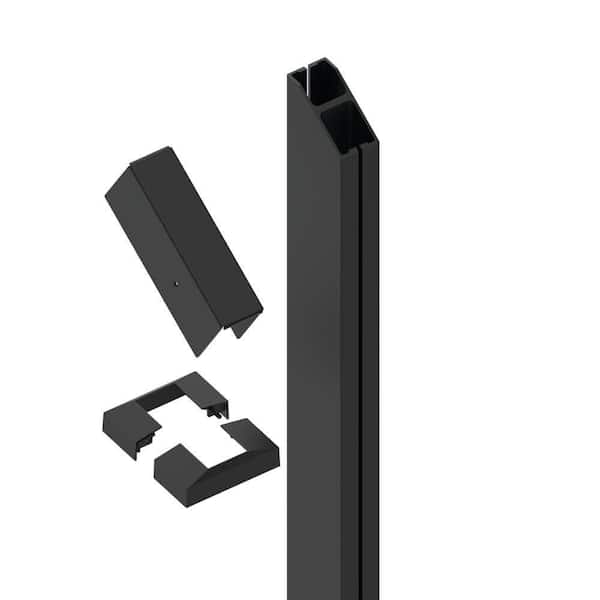 2 in. x 4 in. x 38 in. Elevation Aluminum Matte Black Stair Line Post for Cable Railing System