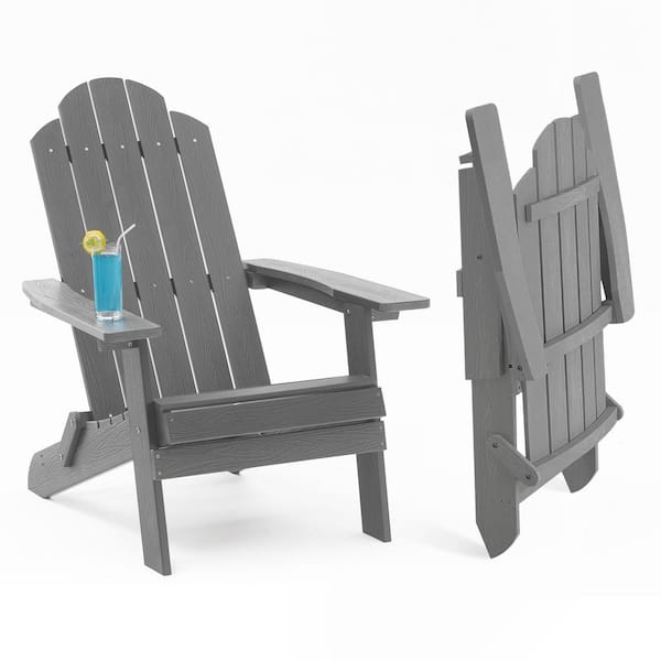 Mximu Grey Plastic Outdoor Patio Folding Adirondack Chair