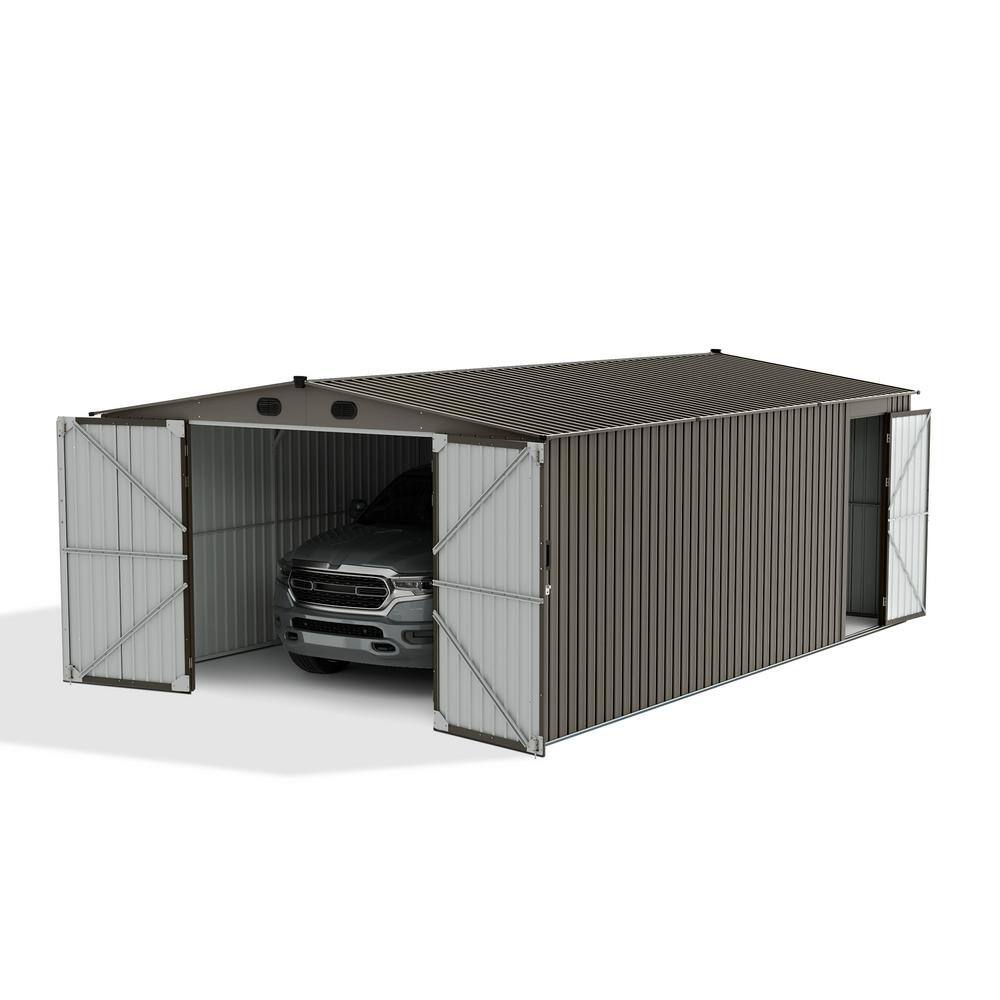 Sunjoy 13 ft. W x 20 ft. D Outdoor Storage Shed, Multi-Purpose