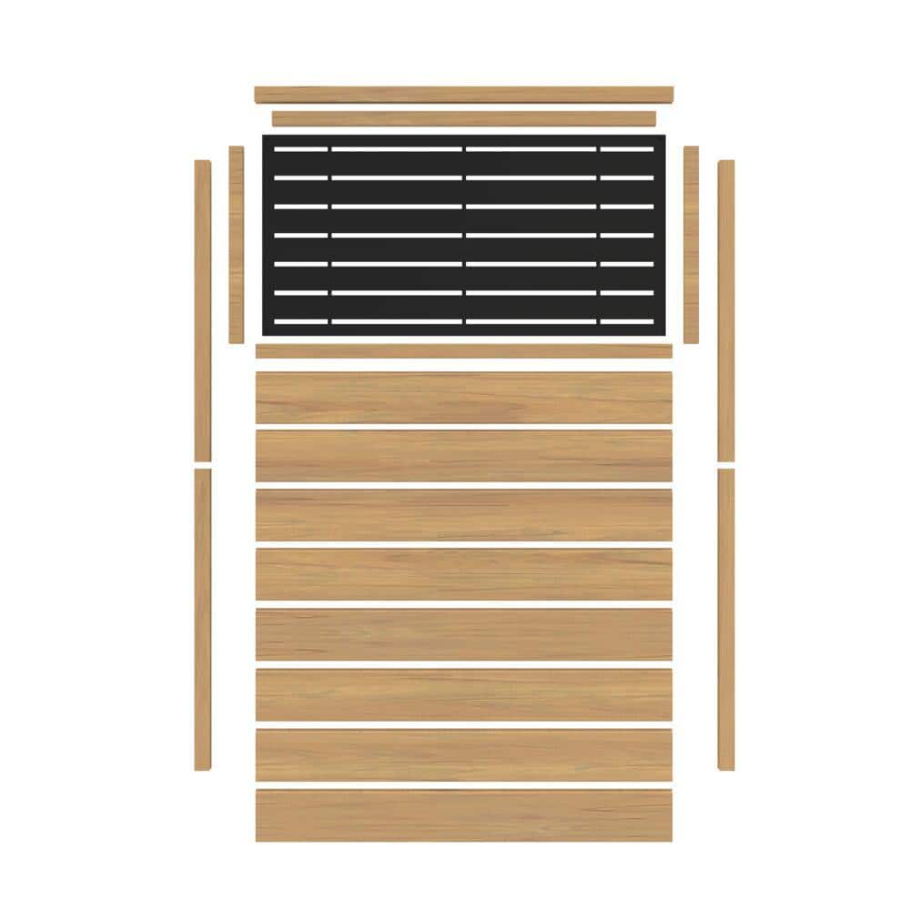 6 ft x 4 ft Cypress and Black Vinyl Semi-Privacy Fence