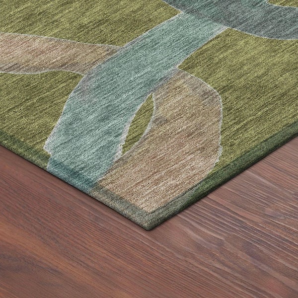Chantille Machine Washable Indoor/Outdoor Abstract ACN2394 Olive 2 ft. x 3 ft. Accent Rug