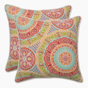 Pink Square Outdoor Square Throw Pillow 2-Pack