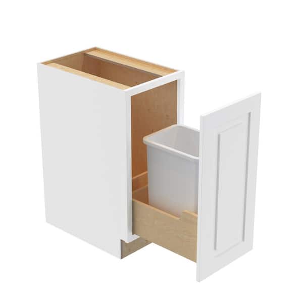 Home Decorators Collection Grayson 15 in. W x 24 in. D x 34.5 in. H Assembled Plywood Trash Can Kitchen Cabinet in Pacific White with Soft Close