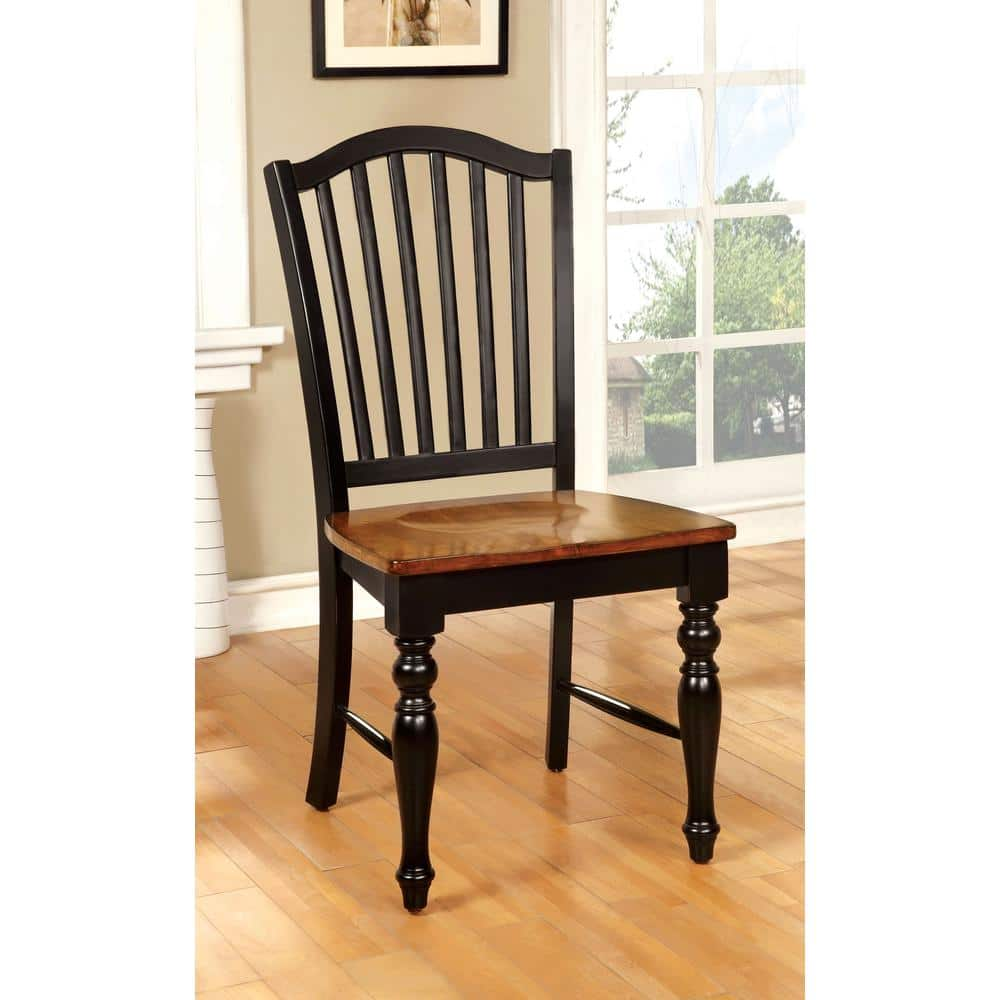 Mayville Black and Antique Oak Elegant Country Style Side Chair -  William's Home Furnishing, CM3431SC-2PK