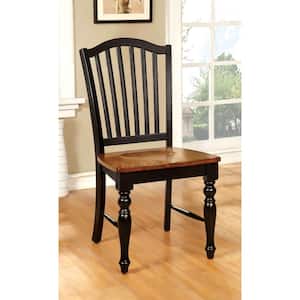 Mayville Black and Antique Oak Elegant Country Style Side Chair