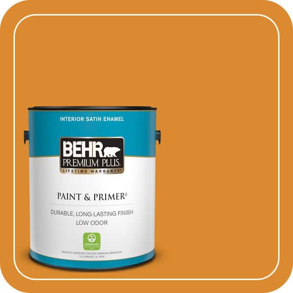 BEHR PREMIUM PLUS 1 gal. #280B-7 Status Bronze Satin Enamel Low Odor Interior Paint & Primer
