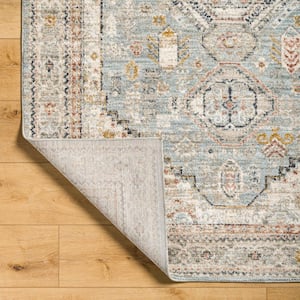 Beckham Off-White/Blue 5 ft. x 7 ft. Medallion Indoor Area Rug