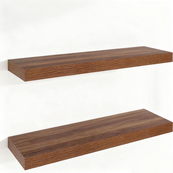 48 in. W x 12 in. D Walnut Floating Shelves (Set of 2), Rustic