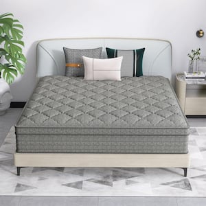 CHEVNI Grey King Medium Hybrid Euro Top Support and Breathable Cooling Gel Memory Foam 12" Bed-in-a-Box Mattress