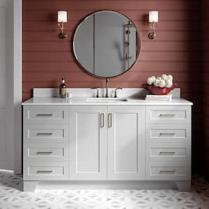 Taylor 67 in. W x 22 in. D x 35.25 in. H Single Sink Freestanding Bath Vanity in Grey with Carrara White Marble Top