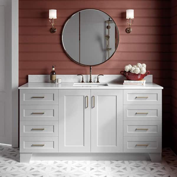 ARIEL Taylor 67 in. W x 22 in. D x 35.25 in. H Single Sink Freestanding Bath Vanity in Grey with Carrara White Marble Top