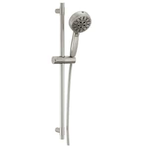 7-Spray Patterns 4.5 in. Wall Mount Handheld Shower Head 1.75 GPM with Slide Bar and Cleaning Spray in Stainless