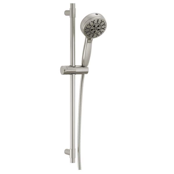Delta 7-Spray Patterns 4.5 in. Wall Mount Handheld Shower Head 1.75 GPM with Slide Bar and Cleaning Spray in Stainless