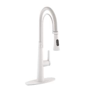 Single Handle Spring Neck Standard Kitchen Faucet in Matte White