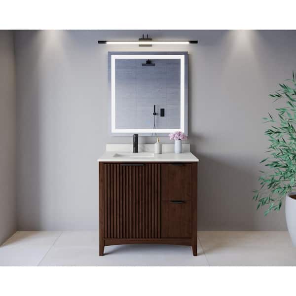 Palmilla 36 in. Single Freestanding Dark Walnut Bath Vanity with Giotto Quartz Top Assembled