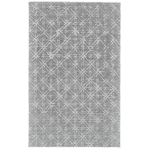 HomeRoots 2 ft. x 8 ft. Gray Abstract Area Rug