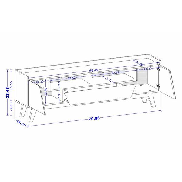 Manhattan Comfort Mid-Century Modern Marcus 70.86 TV Stand with Solid Wood Legs in Grey and Nature Manhattan Comfort Mid-Century Modern Marcus 70.86 TV Stand with Solid Wood Legs in Grey and Nature