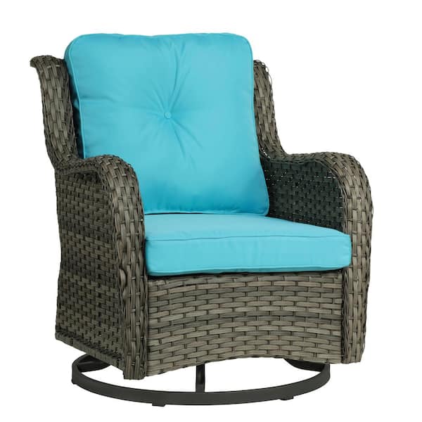 Uixe Wicker Rattan Taupe Patio Outdoor Rocking Chair Swivel with Light ...