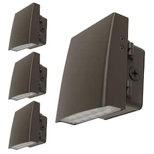 12-Watt Integrated LED Bronze Security Commercial Grade Adjustable Head Outdoor Wall Pack Light 5000K 4-Pack