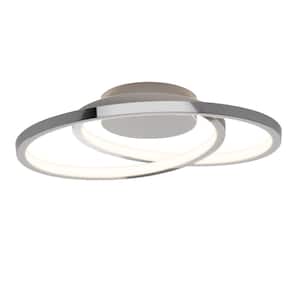 Salto 14 in. 1-Light Modern Chrome Integrated LED 3 CCT Flush Mount Ceiling Light Fixture for Kitchen and Bedroom