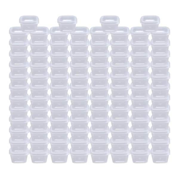 1 oz Clear Plastic Souffle Cups with Hinged Lids Leak Proof Food Storage Disposable Sauce Cup 100 Piece Pack