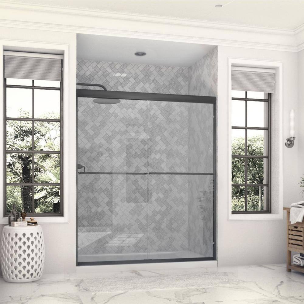 Eurolite 58 in. W x 74 in. H Sliding Bypass Frameless Shower Door in Matte Black with 3/8 in. (10mm) Thick Clear Glass price history on PriceWatchPro