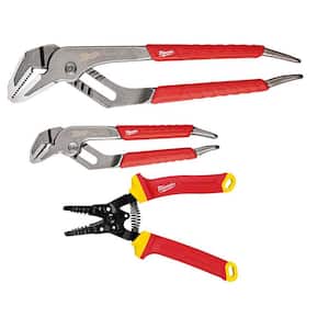 6 in. and 10 in. Straight-Jaw Pliers Set with 1000-Volt Insulated 10-20 AWG Wire Stripper and Cutter (3-Piece)