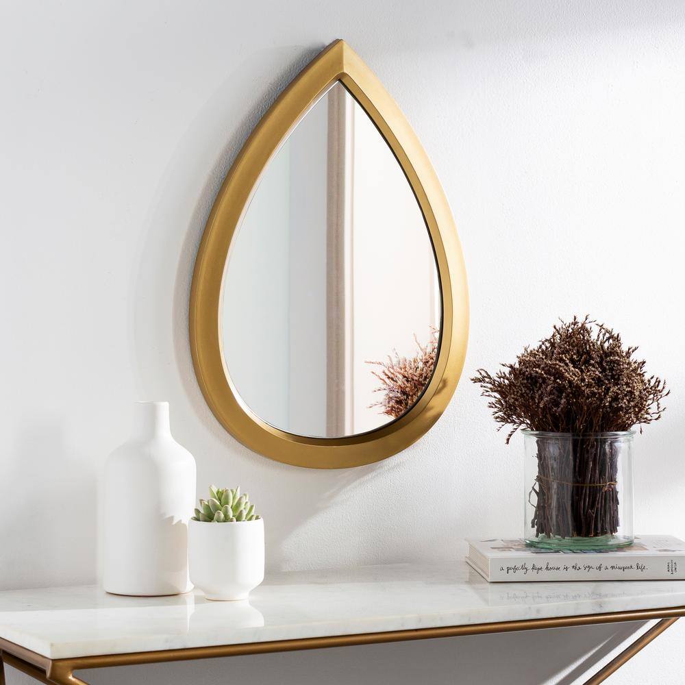 Gold Oval Wood Wall-Mounted Accent Mirror