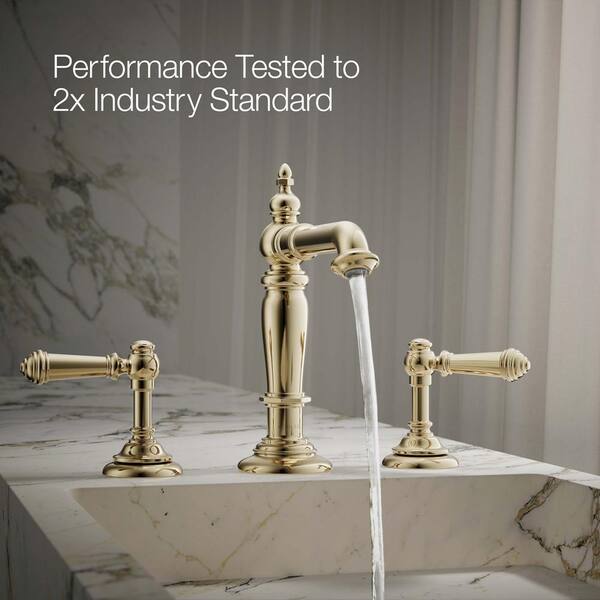 KOHLER Artifacts With Column Design Widespread Bathroom Sink Spout, Vibrant French Gold