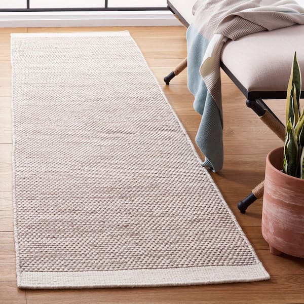 Natura 2 ft. x 8 ft. Brown/Ivory Border Two-Toned Runner Rug