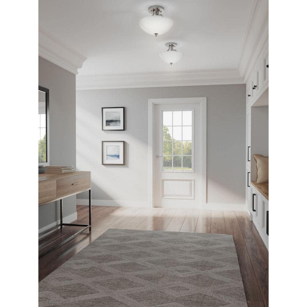Brushed Nickel Glass Semi-Flush Mount Ceiling Light